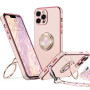 XYZ Coque pour iPhone 12 Pro Max, avec Double Anneau de Support Cœur, avec Lanière pour Filles et Femmes, Coque de Protection de