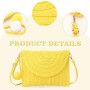 Syrads Sac à main d'embrayage de soirée en paille pour femme Sac à main de plage d'été Sac d'enveloppe tissé en paille