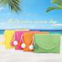 Syrads Sac à main d'embrayage de soirée en paille pour femme Sac à main de plage d'été Sac d'enveloppe tissé en paille
