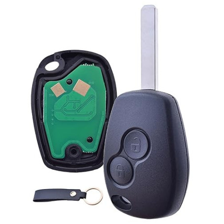 ANGOFIZ Clé Vierge ID46 Electronique à Programmer 2 Boutons Compatible avec Renault Clio 3, Master 3, Kangoo 2, Twingo 2, Wind,