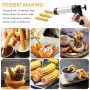 KINDLUME Machine a Churros, Appareil a Churros en Acier Inoxydable, Presse Biscuit avec 13 Pochoirs, 8 Douilles, Outil Multifonc