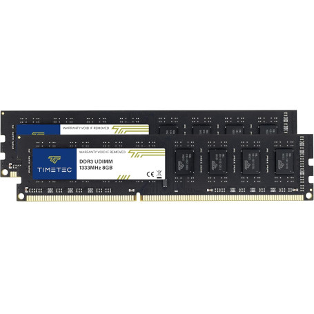 Timetec 16 Go KIT(2x8Go) DDR3 / DDR3L 1333 MHz PC3-10600 Non-ECC Unbuffered 1,5 V / 1,35 V CL9 2Rx8 Faible densité Double rangée