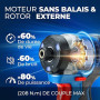 Dong Cheng Visseuse à Chocs 20V sans Balais, 208Nm, Mode Auto-taraudeur, 3200 tr/min, 4300 cps/min, Mandrin 1/4" Hex, 3 Vitesses