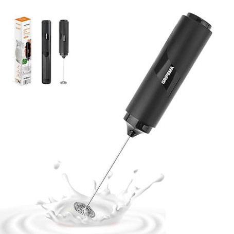 GRIFEMA Mousseur à Lait électrique, Mini Fouet Electrique 13 000 tr/min, Fonctionne à Piles, Milk Frother Ergonomique, Sans BPA,