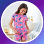 Disney Stitch Ensemble 2 Pièces pour Fille, Pyjama T-Shirt et Short à Imprimé Tropical, Tailles 3 à 8 Ans