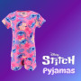 Disney Stitch Ensemble 2 Pièces pour Fille, Pyjama T-Shirt et Short à Imprimé Tropical, Tailles 3 à 8 Ans