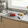 Planche a Decouper Inox, Plaque Inox Cuisine en Acier Inoxydable, Protege Plan de Travail Cuisine avec Bord d'arrêt, les Pain et