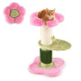 COSTWAY Petit Arbre à Chat Fleur 69 cm, 2 Plateformes, Ø13 cm Poteau à Griffer en Sisal, Brosse d'Toilettage, Arbre a Chat Desig