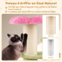 COSTWAY Petit Arbre à Chat Fleur 69 cm, 2 Plateformes, Ø13 cm Poteau à Griffer en Sisal, Brosse d'Toilettage, Arbre a Chat Desig