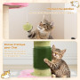 COSTWAY Petit Arbre à Chat Fleur 69 cm, 2 Plateformes, Ø13 cm Poteau à Griffer en Sisal, Brosse d'Toilettage, Arbre a Chat Desig