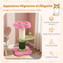 COSTWAY Petit Arbre à Chat Fleur 69 cm, 2 Plateformes, Ø13 cm Poteau à Griffer en Sisal, Brosse d'Toilettage, Arbre a Chat Desig