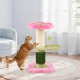 COSTWAY Petit Arbre à Chat Fleur 69 cm, 2 Plateformes, Ø13 cm Poteau à Griffer en Sisal, Brosse d'Toilettage, Arbre a Chat Desig