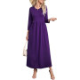 Enmain Robe Longue Manche Longue Femme Automne/Hiver Elegant Couleur Unie Robe Femme Longue A Line Haute et Chic Dress avec Poch