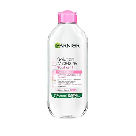 GARNIER Skin Active - Solution Micellaire Tout-En-1 - Nettoie, Démaquille & Hydrate - Micelles & Glycérine Hydrantante - Sans Pa