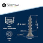 Vis à bois inox A2 V2A H2 Torx TX tête fraisée 90° filetage total 4x25 mm – 100 pcs