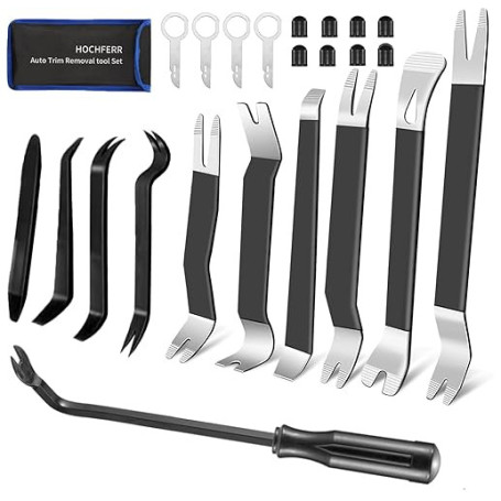 Hochferr Métal 24 Pièces Outils pour Garnitures Outils Démontage Outillage Carrosserie pour Panneau Accessoires Porte Autoradio