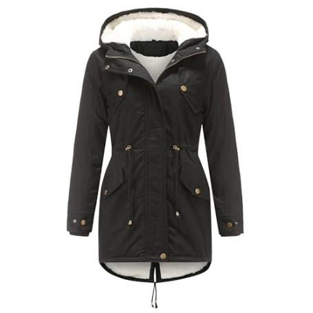 Miaikvs Parka à capuche doublée en polaire pour femme Manteau d'hiver rembourré coupe-vent chaud