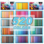 KALOUR Pro Crayons de Couleur, Ensemble de 520 Couleurs, Mine Douce pour Artistes avec des Couleurs Vibrantes, Idéal pour le Des