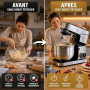 Royal Swiss ® Robot Pâtissier Professionnel 16L XXXXL 2800W, grande capacite - 12 Vitesses + Timer, Bol Inox, Ultra Puissant Pai