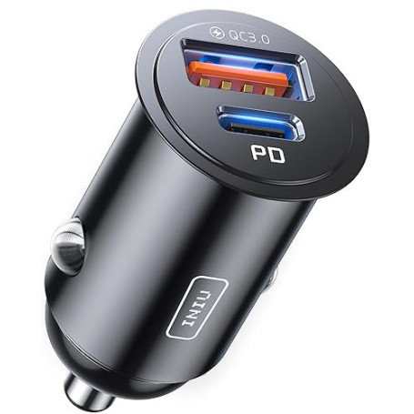 INIU Allume Cigare USB C, 2 Ports 60W Charge Rapide Chargeur Voiture with USB C et A, Prise Allume Cigare 12V pour iPhone 16 15