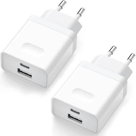 2Pcs Chargeur USB C, Prise Rapide 20W Replacement for iPhone 16 15 14 13 12 11 Pro Max SE XS XR 8 7 6S Plus Mini SE, Pad, Galaxy