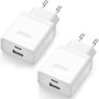 2Pcs Chargeur USB C, Prise Rapide 20W Replacement for iPhone 16 15 14 13 12 11 Pro Max SE XS XR 8 7 6S Plus Mini SE, Pad, Galaxy