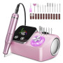 Urbuti Ponceuse pour Ongles Professionnelle 45000 RPM 36 W, Ponceuse Ongles Portable avec Écran LCD & Support et 11 Embouts,Lime