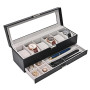 ProCase Boite a Montre à 2 Niveaux, 6 Emplacements avec Coussins pour Montres, 2ème Compartiment pour des Petits Bijoux Accessoi