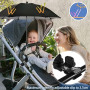 CaiTang Ombrelle pour Poussette Universelle, Ombrelle Poussette Anti UV 50+, Parasol Poussette Bébé Universelle Diamètre 73 cm,