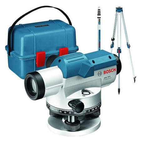 Bosch Professional Niveau optique GOL 32 D (grossissement 32x, unité de mesure: 360 degrés, portée: jusqu’à 120 m, pige GR 500,