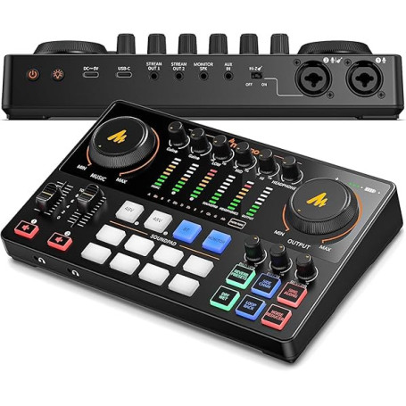 MAONO Audio interface pour pc, Table de mixage avec double entrée XLR pour le streaming de podcast - MaonoCaster E2 Gen2