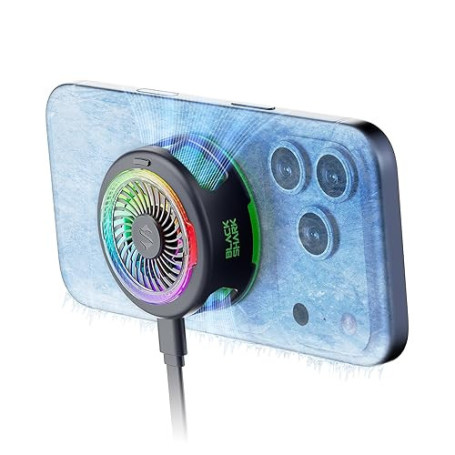 Black Shark FunCooler 6 Refroidisseur Telephone Magnétique, Ventilateur Telephone Portable avec éclairage RGB, Contrôlable Via A