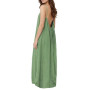 Xiaoliny Robe D'été Longue Femme Chic et Elegant Décolleté Rond Dos Nu Maxi Robes à Bretelles Spaghetti Sexy sans Manches Ample