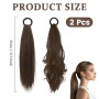 Jetstream 2 Pièces Extension Queue de Cheval, Postiche Cheveux Naturel, Ponytail Extension, Ponytail Cheveux Naturel, Brun Foncé