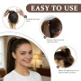 Jetstream 2 Pièces Extension Queue de Cheval, Postiche Cheveux Naturel, Ponytail Extension, Ponytail Cheveux Naturel, Brun Foncé