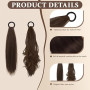 Jetstream 2 Pièces Extension Queue de Cheval, Postiche Cheveux Naturel, Ponytail Extension, Ponytail Cheveux Naturel, Brun Foncé