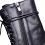 rismart Femme Bottes de Motard Cuir Mi-mollet Classique Combat Chaussures