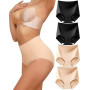 Levao Lot de 4 Culotte Gainante Femme Sculptantes Taille Haute sous-Vêtements Invisibles Slips sans Coutures Respirable Conforta