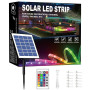Meewata Ruban LED pour extérieur, étanche, 15 m RGBCW, ruban LED solaire pour extérieur, autocollant, allumage/extinction automa