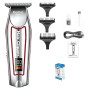 Kemei Tondeuse Cheveux barbe corps Professionnelle, Écran LCD, Rechargeable USB, Kit de Coiffure avec 3 Guides de Coupe, Argent