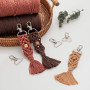 HanCheng Parure de fil à macramé 60 m, 3 mm, 3 couleurs (beige, bordeaux, vieux rose) avec 40 perles en bois, 6 anneaux, 2 bâton