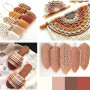 HanCheng Parure de fil à macramé 60 m, 3 mm, 3 couleurs (beige, bordeaux, vieux rose) avec 40 perles en bois, 6 anneaux, 2 bâton