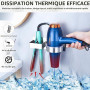 YYBO Porte seche Cheveux Mural, Support seche Cheveux, Porte seche Cheveux et lisseur, Porte seche Cheveux sans percage Support
