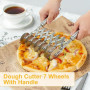 Junhonze Roulette Patisserie - Coupe Pate - Laminoir Patisserie - Coupe PâTe Inoxydable, 7 Roues Avec PoignéE, AdaptéEs Aux Pizz