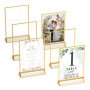 Dasher Products Cadres Photos Dorés Double Face - Pack de 6 - Porte-numéros de table dorés en acrylique, chevalets de table tran