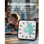 LIORQUE 19cm Grand Minuteur Visuel Timer Classe Aimanté, Silencieux sans Tic-Tac, 3 Modes d'Alarme: Sonnerie, Lumière et Vibrati