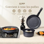 GiPP Batteries de Cuisine avec Poignée Amovible 21PCS, Sets de Poêles et Casseroles avec Revêtement Antiadhésif en Granit, Adapt