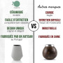 ORIGEENS CALEBASSE MATÉ - Conditionné en France - Kit Mate Complet avec Tasse Maté Céramique Artisanale (Portugal), Bombilla, Ye