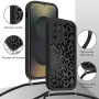 Kilbnom Coque Léopard pour Samsung Galaxy S25 Ultra 5G avec Cordon, Aesthetic Motif Vache Noir Été Design, Étui Silicone Anti‑Ch