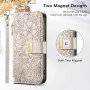 Ysnzaq Coque pour Samsung Galaxy S26 Ultra avec Porte Carte,avec Motif de Fleur et Feuilles en Relief,Cuir Rabat Folio Pochette